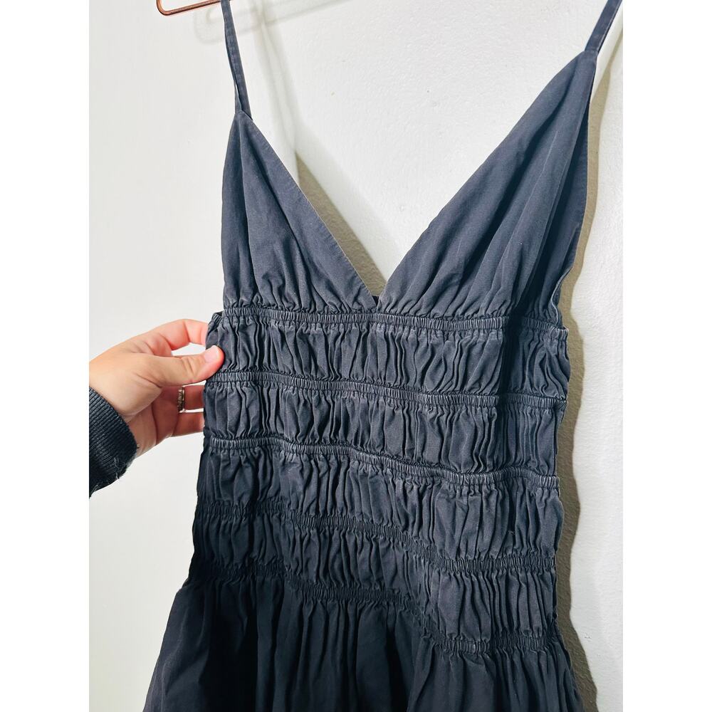 SAU LEE Black 100% Cotton Hourglass Smock Waist Brielle Midi Dress Size US 4 - Picture 6 of 15